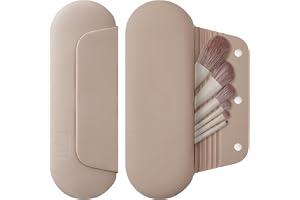 AGIKET Silikon Sminkborstväska ResevÄska - Mjuk Bärbar Sminkborstväska med Uppgraderad Magnetisk Stängning mot Fall, Stor ResevÄska för Sminkborstar, Valnöt, 8.86*3.2*1.5 inch, Modern