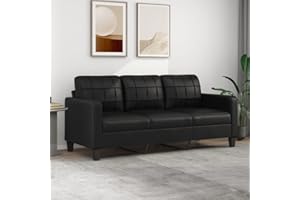 Rantry Divano a 3 posti in pelle sintetica nera 180 cm Divani