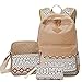 Produktbild Loisirs 3 Teile Blumendruck-Art Damen Canvas Laptop Schulrucksack + Schultertasche Kuriertasche+ Mäppchen Brieftasche (Khaki, 3PCS)
