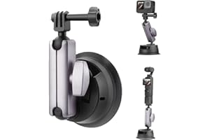 BRDRC Pocket 3 Suction Cup Mount, Car Mount Windshield and Window Camera Holder for DJI Osmo Pocket 3 2, Action 5 Pro 4, Insta360 X4 X3 Go 3S, GoPro Hero 13 12 11 10 9 Accessories - Aluminu