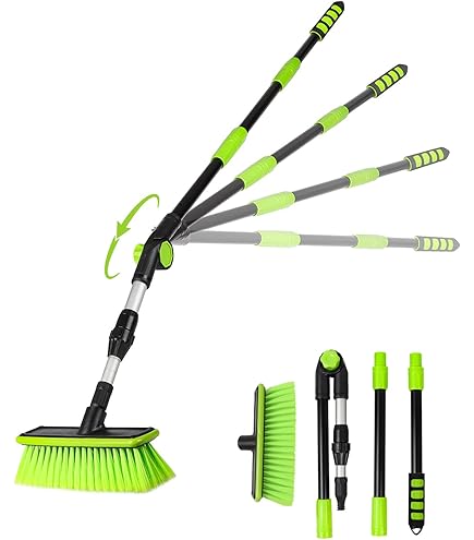 Asta Lavaggio Auto Ricurva 15&deg; Con Testina In Ciniglia - Per Tetti, Ruote E Parabrezza