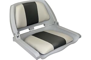 SAWESTO® Fischermann Siège de bateau pliant Gris charbon | Chaise de bateau pliable avec assise et dossier bas et housse en cuir écologique | 51 cm x 36 cm x 46 cm