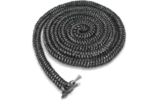 TQPUWT Tira de Sellado Resistente al Calor con Cinta Final, Junta Cristal Chimenea de leña, Cinta de Sellado para Chimenea, Junta Refractaria, para Chimeneas y Estufa de Leña, Negro, 10mm*3m