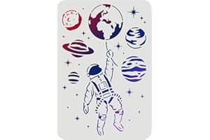 FINGERINSPIRE Pochoirs Astronaute 29.7x21cm Plastique Thème de l'Espace Dessin Peinture Pochoirs Planète Terre Étoile Motif Pochoirs Muraux Pochoirs Réutilisables pour Peinture