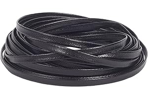 GORGECRAFT 5mx5mmx1mm Cordino in Pelle Nera Lucida Sottile Laccio in Pelle Morbida A Doppia Faccia Strisce di Corda in Pelle di Grano Litchi Cinturino in Pelle di Agnello Corda in Pelle Pieghevole