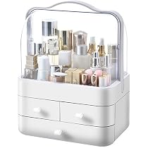 RMAN Make Up Kosmetik Organizer, Schubladen Beauty Aufbewahrung Schmink Organizers Staubdicht mit Deckel Hohe Kapazität Kosmetikbox für Schlafzimmer, Badezimmer, Schminktisch (Weiß)