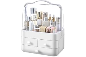 ‎RMAN RMAN Make Up Kosmetik Organizer, Schubladen Beauty Aufbewahrung Schmink Organizers Staubdicht mit Deckel Hohe Kapazität Kosmetikbox für Schlafzimmer, Badezimmer, Schminktisch (Weiß)