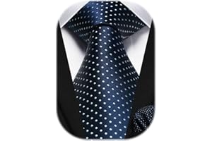HISDERN Men's Tie and Pocket Square Set Striped Polka Dot Silk Ties for Men Formal Classic Elegant Necktie & Handkerchief for Business Wedding Party
