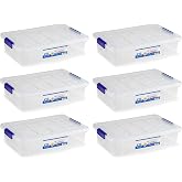 Acan Tradineur &ndash; Pack of 6 Storage Boxes &ndash; Made of Plastic &ndash; Container for Storage, Books, Clothes, Blankets &ndash; No. 30-9 x 37