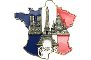 JOWXSX Mehrfarbige Kühlschrankmagnete, Aufkleber – Frankreich-Karte, Kühlschrankaufkleber, 3D-Magnete aus Kunstharz, dekorative Kühlschrankmagnete, Kathedrale Notre Dame de Paris Frankreich, Eiffelturm-Set,