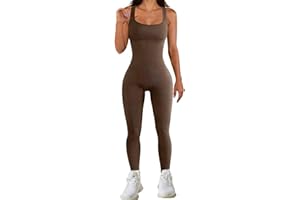 Risipu Bodycon Jumpsuit for Women UK, Sleeveless Square Neck Black Jumpsuit, Seamless Ribbed Stretchy Romper for Fitness Yoga Workout