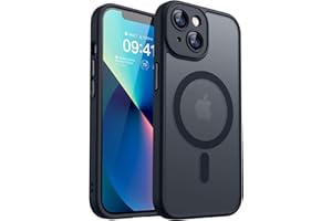 CANSHN Coque Magnétique pour iPhone 13 (6,1 Pouces), Compatible avec MagSafe, [Protection Complète de l'appareil Photo] Housse Fond Mat Translucide,Noir