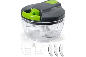 LIFEANT Tritatutto Manuale, Tritatutto Manuale, 3 Lame Aggiuntive e 1 Mixer, Tritatutto manuale a corda Taglia Cipolle da Cucina, Mescola e Sminuzza per Aglio, Carne, ketchup, Cipolla, Verdura, Frutta