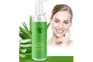ANMI Bio Aloe Vera Gel mit Hyaluronsäure, Pure Aloe Vera Beruhigendes Gel 100% natürlich für Gesicht, Körper, Haar, Gesichtsfeuchtigkeitscreme, After Sun Körperfeuchtigkeitscremes, 250 ML