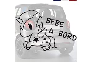 Sticker bébé à bord pour voiture Licorne 20 cm Noir - Anakiss