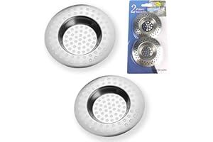 Rubigo Sink Drainer Plug Hair Catcher – Stainless Steel Shower Drain Cover, Bath Plug Hole Strainer, Kitchen Sink Hole Cover, Drain Filter Stopper for Hair and Food Debris – 7.7cm (90 Hole) 2pk
