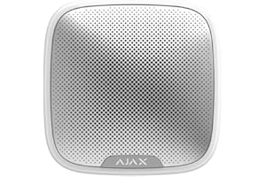 Ajax AJSS Streetsiren sirène d'extérieur sans Fil. Puissance sonore réglable de 85 à 113 DB. Couleur : Blanc.