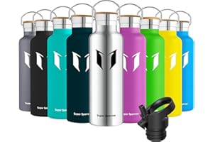Super Sparrow Gourde Isotherme - Bouteille Isotherme - 350ml/500ml/ 620ml/750ml/1L - Étanche Sport Gourde INOX Bouche Standard - Gourde Enfant sans BPA- Pour Plein Air & Quotidien - Avec 2 Bouchons