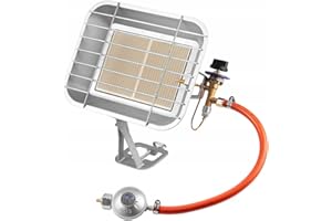 NEO TOOLS Stufa a gas, riscaldatore a gas, con regolatore di pressione, alimentato a gas propano, con tubo e regolatore - 34 x 13 x 40 cm - Potenza nominale - 4600 W