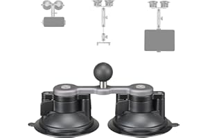 FANAUE Ventouse pour Voiture avec Adaptateur de Boule d'un Pouce, Double Ventouse Compatible avec Les Bras à Double Prise RAM MOUNTS, pour Montage sur Le Pare-Brise de la Voiture.