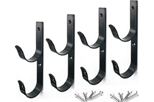 MENG ZHI AO 4-Piece Set Wide Pool Pole Hangers Made of Robust Black Aluminium with Screws, Perfect Hook Holder for Swimming Pool, Telescopic Poles, Vacuum Hose, Garden Tools