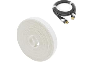 LJFEA Attaches de câble – 5 m × 15 mm – Librement découpables, réutilisables (Rouleau pour Couper, refermable, connecte Les câbles et Bien Plus Encore, Blanc)