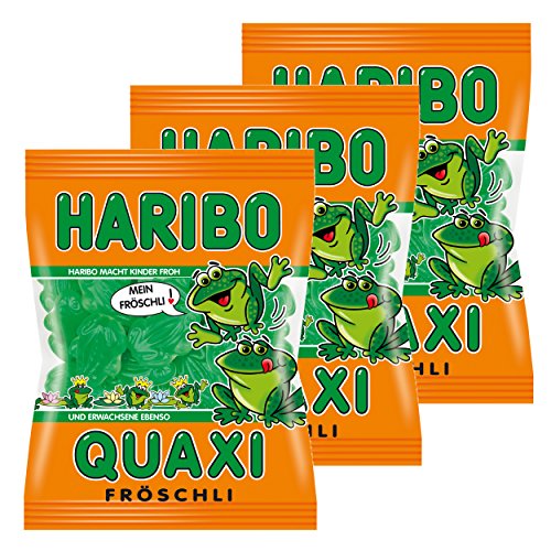 Haribo Quaxi Fröschli Frösche, 3er Pack, Gummibärchen, Weingummi, Fruchtgummi, Im Beutel, Tüte