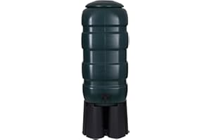 Whitefurze G29WB 100 Liter Capacity Complete Water Butt Kit w/ Stand Easy to fit Space saving, Diverter, Tap, T Piece & Hose for your lawn and garden - Green