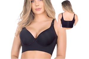 TAIYANYU Women's Deep Cup Bra Hides Back Fat Shapewear Smooths Your Back and Underarms Full Back Coverage Push Up Sports Bra