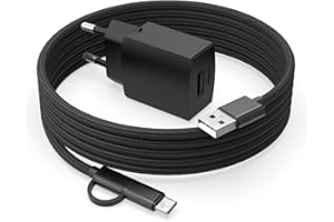 SUPERER Cargador Compatible con Samsung Galaxy Tab A E S S2 3 4 A7 A8 S5e S6 10.1" 8.0" 8.4" 9.7" SM-T590 T387 T380 T385 T580 P580 T280 T597 para Cable de 1,5M 2 en 1 Micro Cable USB y Tipo C Adaptador