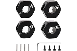 Rowiz 4Pcs Black Aluminum Alloy Hex Drive Adapter 12mm 5.0 and 7.0 Wheel Hex Drive Hub Adapter for 1/10 RC Car Spare Parts