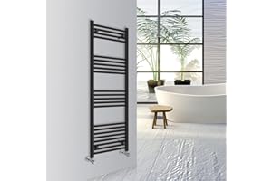WarmeHaus Calentador de toallas de baño recto calentador radiador calefacción central 1400x500mm - Negro
