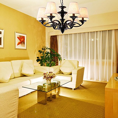 Fuloon 6er Set Lampenschirme für Kerze Kristall Kronleuchter Wandleuchte Hängelampe Stoff Lampenschirm (6er Set, Beige) - 2