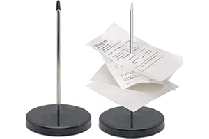 Bymivofun 2 Pcs Note Spikes, Receipt Holder, Paper Spike Holder with Round Base, for Restaurant Kitchen Office Hotel (Black)