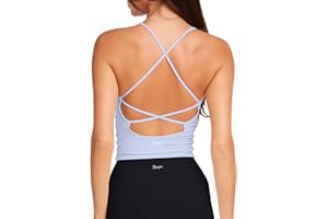 Danysu Sculpt Workout Tank Tops Women Longline Sports Bras Workout Tops for Women Light Support Strappy Padded Yoga Top