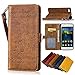 Produktbild Huawei P8 Lite Leder Hülle,Handy Hülle Tasche Huawei P8 Lite,Ledertasche für Huawei P8 Lite,Leweiany Handytasche Huawei P8 Lite Schutzhülle aus Echt-Leder Retro Blumen Prägung Hülle im Ständer Bookstyle Wallet Tasche Flip Brieftasche Etui Schale mit Kartenfach, Magnet und Praktischer Standfunktion Luxus Tasche für Huawei P8 Lite - Premium Hülle in Braun