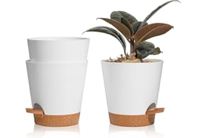 ‎T4U T4U 14cm Blumentopf mit Selbstbewässerung, 3er-Set Blumentopf mit Untersetzer, ideal für Innen- und Balkongärten, Sukkulenten, Kakteen und Pflanzen, Weiß