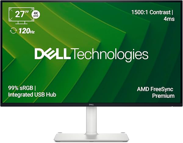 Dell S2725QC 27" 4K (3840 * 2160) USB-C Monitor|Titan Grey|IPS 120Hz| 350 cd/m2 |4 ms, Contrast 1,500:1| Tilt, Height, Pivot & Swivel|Ports: 2X HDMI| 2 * 5W Spe
