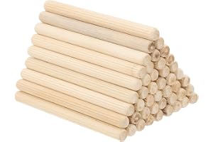 PATIKIL 60 stycken 8 x 100 mm set med träpluggar, räfflade träpluggar, träpinnar, pluggset, räfflade träpinnar, pluggar i trä med spår för snickeri, möbler, dörr, konsthantverk, projekt