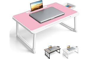 WEIQILE Lap Desk, Bed Table with Drawer, for Laptop, Reading, Writing, Eating & Watching Movies on Bed, Sofa, or Floor, Office and Home (Red)