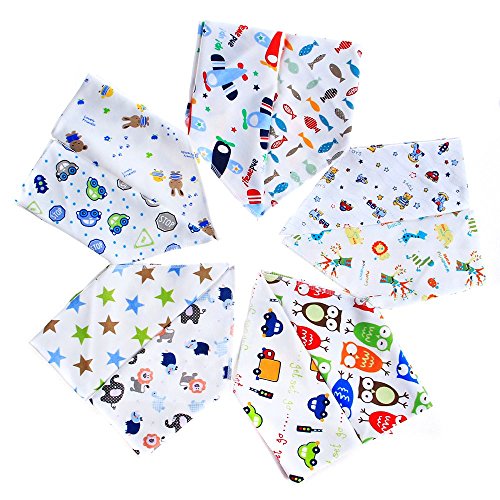 Labebe – Baby Dreieckstuch Lätzchen Spucktuch 10er Pack mit süßen Motiven aus 100% Baumwolle - 3