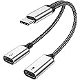 TERRIFI USB C Splitter, USB C to USB C Female Adapter, USB C Male to 2USB-C Female Cord Double USB C Port Hub USB C Charging Split Adapter for Mac, Xbox One, PS5, Laptop (NOT for Monitor)