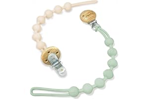 MumEZ Lot de 2 attache tetine en silicone de qualité supérieure pour garçons et filles, sans BPA, faciles pour les parents (blanc crème + violet) (abricot + sauge)