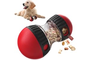 Puedno Hundespielzeug Intelligenz, Slow Feeder für Hunde zur Verbesserung der Verdauung, Rolling Feeder Hundespielzeug für Hunde zur Futterausgabe (Rot)
