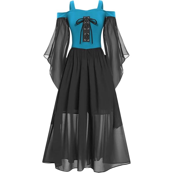 Robe Médiévale Halloween Enfant Fille - Imprimé Tacheté Sang - Sans Bretelles Ligne A