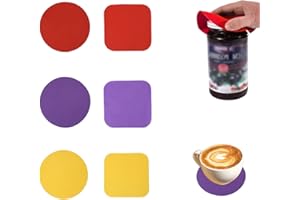 WLVINSON 6 Pièces Ouvre-Bocaux en Caoutchouc,Ouvre Bocal Multifonction,Uvre-Bocaux Réutilisables,Coussinets Antidérapants Isolés Thermiquement,Antidérapant Tapis de Pot Ménage Sous-Verre pour Les Mains Faibles