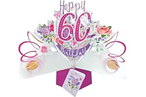 SECOND NATURE POP UPS Kartka pop-up dla kobiet na 60. urodziny oryginalna kartka z życzeniami Second Nature 3D Pop Up