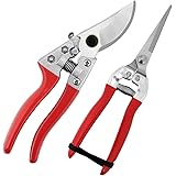Aiskki Gartenschere 2 Stück, Astschere Gartenarbeit-Pflanzen-Blumenschere, Rosenschere Set Rebschere Floristenschere Traubens