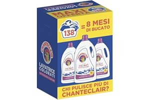 Chanteclair - Detersivo per Lavatrice Color, Ravviva e Protegge i Colori dei Capi, Pulito Impeccabile - 3 Flaconi da 2070 ml