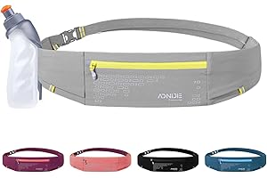WELLWISE Men Women Waterproof Running Belt,Adjustable Jogging, Running Hydration Waist Pouch,6.8 Inch Large Phone Belt,Runners Bottle Belts(Grey+250ml Water Bottle)